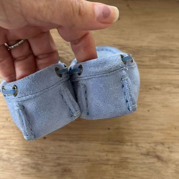 Janie and Jack Boy Bluen away driving shoes powder blue suede moccasins toddler - Picture 5 of 6